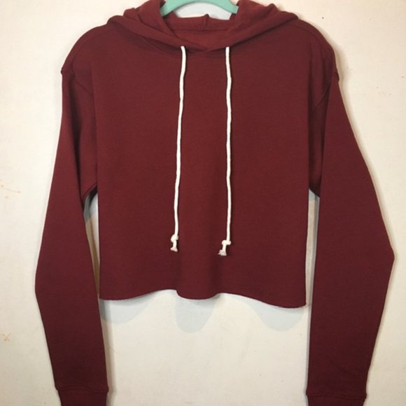 ASOS Cropped Hoodie Burgundy - Picture 1 of 5